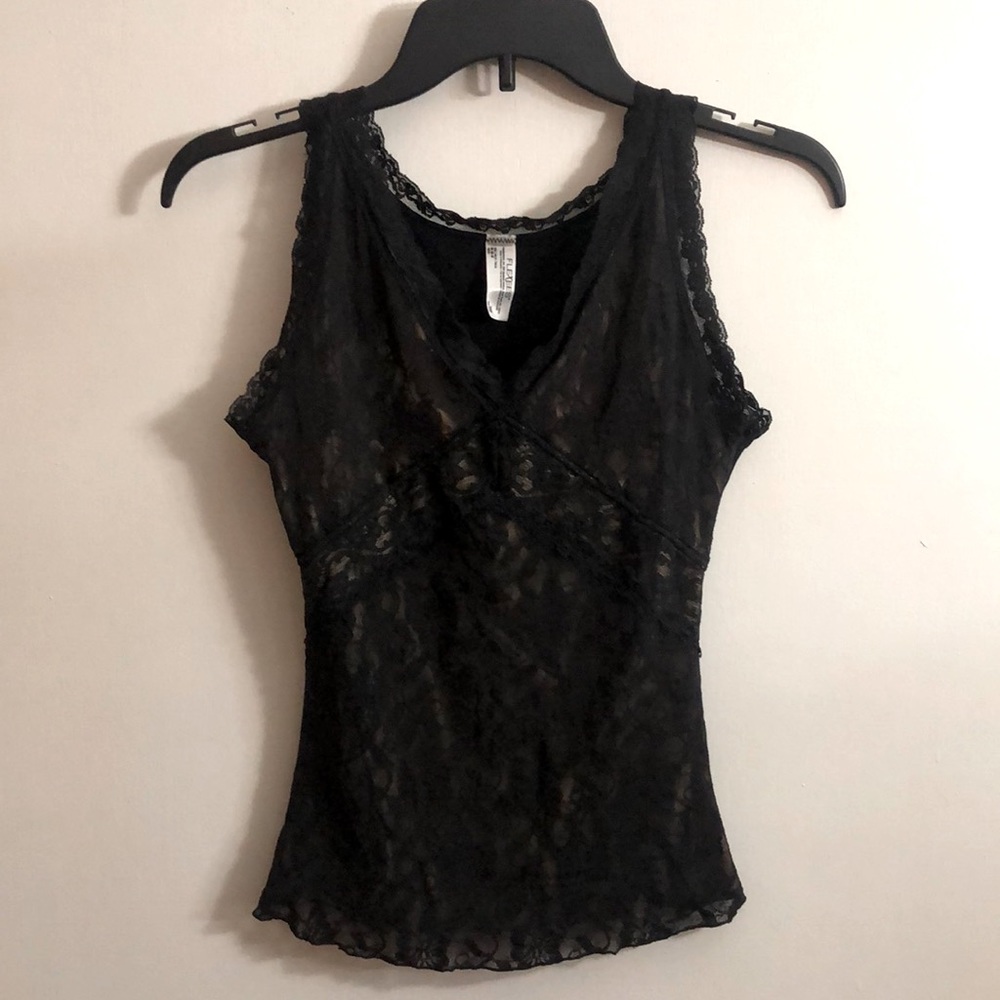 Black and beige lace top